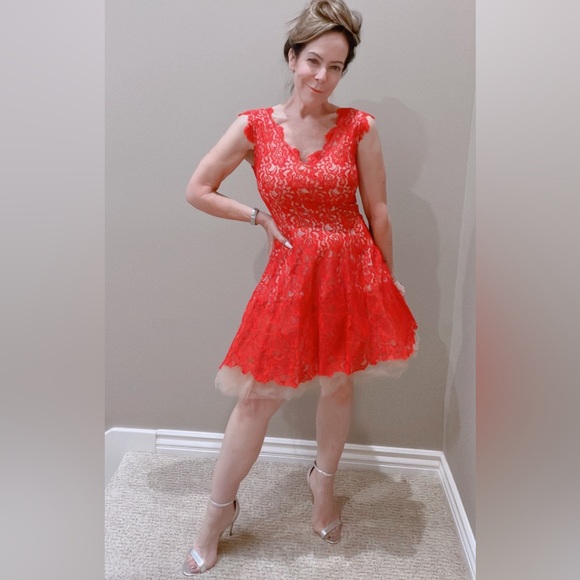 Nha Khahn Dresses & Skirts - NHA KHANH Red Lace Fit and Flare Dress
